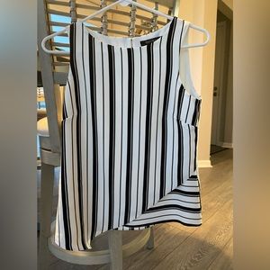 White House Black Market Asymmetrical Shell Stripe Top Fully Lined